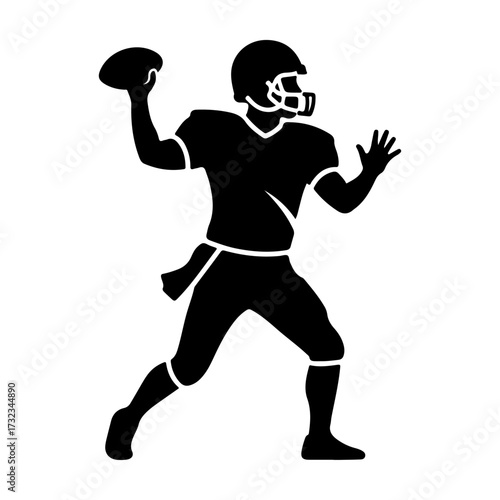 Minimalist Flat Vector Silhouette of Football Player Throwing Ball
