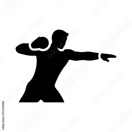 Minimalist Black Silhouette of Athlete Thrower Vector Icon