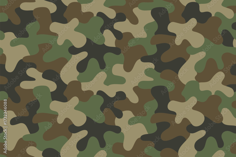 Fototapeta premium camouflage seamless pattern background vector skin texture military textile army camo clothing green black colors