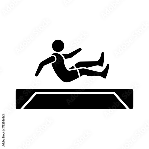 Black Flat Vector Icon of Core Exercise on Step Platform
