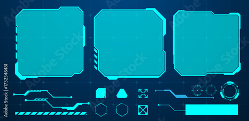 Set Futuristic touch screen of user interface. Vector illustration	
