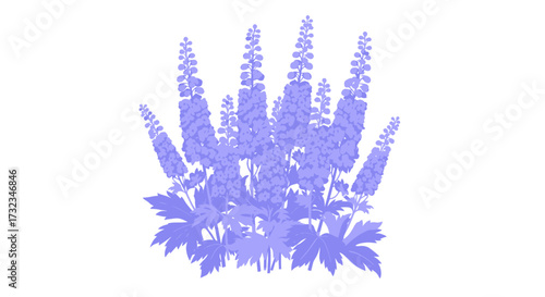 Light blue stylized flower stalks