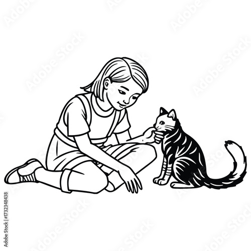 Girl nursing injured stray cat