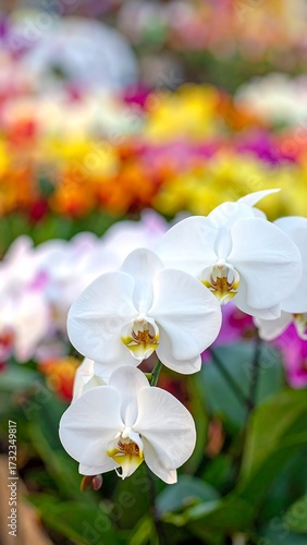 Wallpaper Mural Close-up of white orchids amidst colorful flowers Torontodigital.ca
