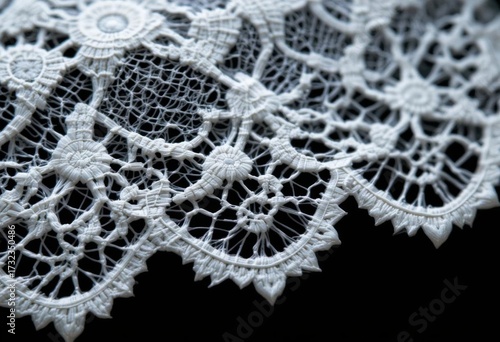 Detailed Lace Structure  Extreme Close Up on Dark Background