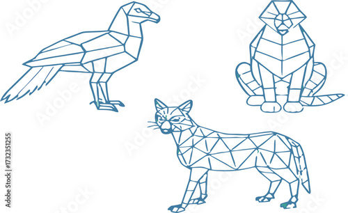 A vector illustration of wildlife animals like a dog and wolf sketch to be used in design or art