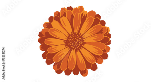 Stylized flower with orange petals in full bloom
