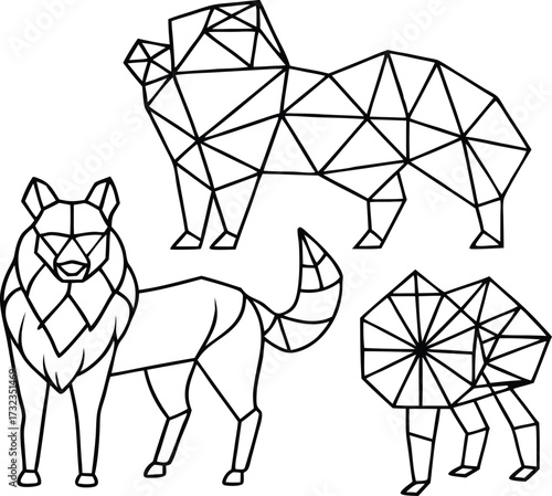 An abstract set of geometric shapes creates a seamless vector pattern with a modern mosaic design and tiled structure
