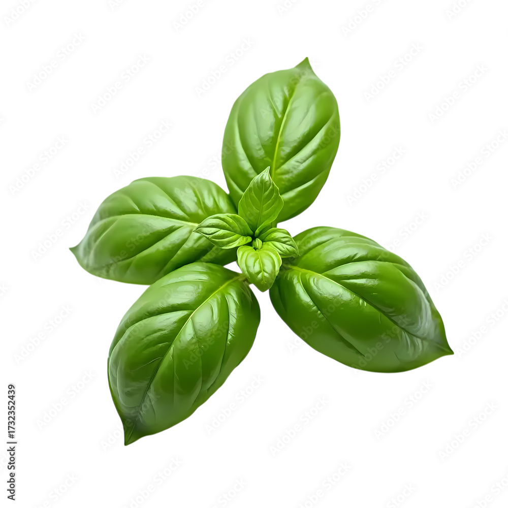 Fototapeta premium Fresh Basil Leave isolated on transparent background