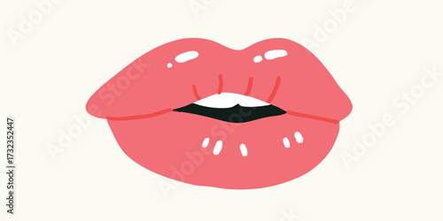 An expressive, glossy lip image, its vibrant shade conveying an array of emotions, invites viewers into a world of beauty and art.