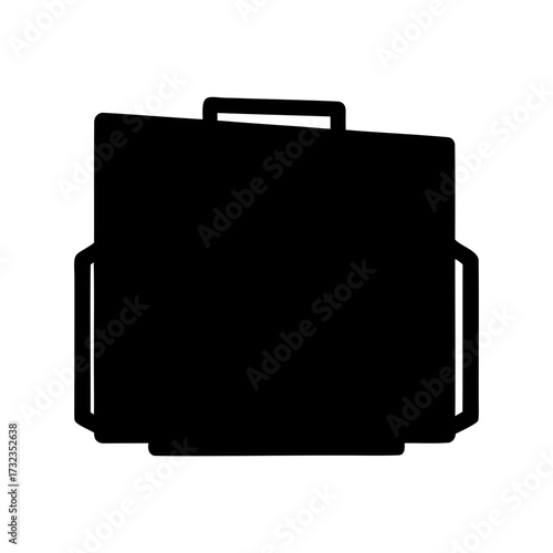 Black silhouette of a large rectangular suitcase, ready for travel and adventure