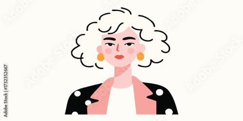 An illustrated portrait of a confident woman, embodying modern aesthetics and expressing a sense of self-assuredness. This digital illustration showcases contemporary design.