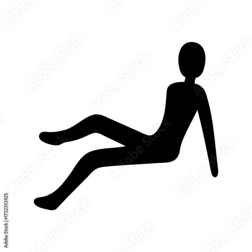Silhouette of relaxed person lying down with legs raised on white background