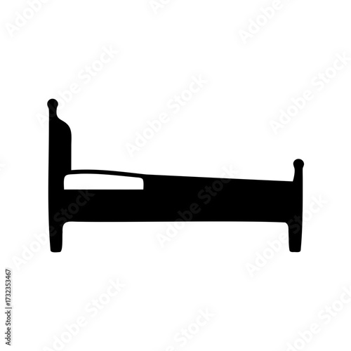 Simple black silhouette of a bed with a headboard and footboard