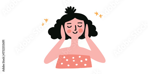 A serene scene unfolds as a woman embraces self-care. The image captures the essence of relaxation and well-being.