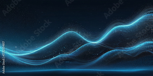 wave technology beautiful wavy blue light lines with digital effect corporate concept. Wave line of flowing particles vector background	
