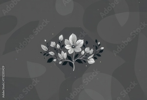 Timeless Black and White Floral Logo with Delicate Line Art Flowers   Versatile Design for Any Brand