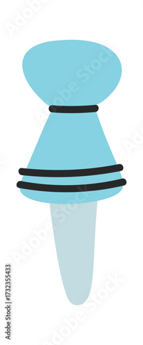 Blue tip pushpin hand drawn