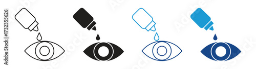 Eye drop icon set. Eye health and Eye drops bottle ,vector illustration .