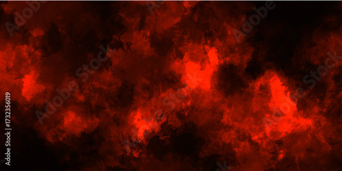 Abstract grunge red and black powder explosion cloud on black background. dark red smoke Like cloud wave effect on black. dark fire flame grunge texture background. toned fiery red sky.