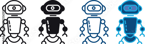 
Robot outline icon set. Robot icon symbol vector illustration isolated on white background , vector illustration.