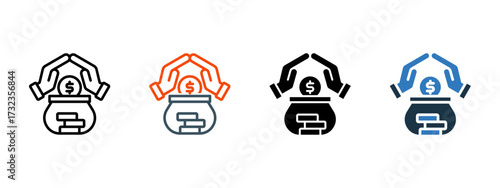 Money Saving multiple icon style vector illustration