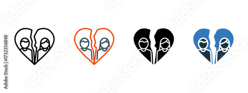Divorce multiple icon style vector illustration