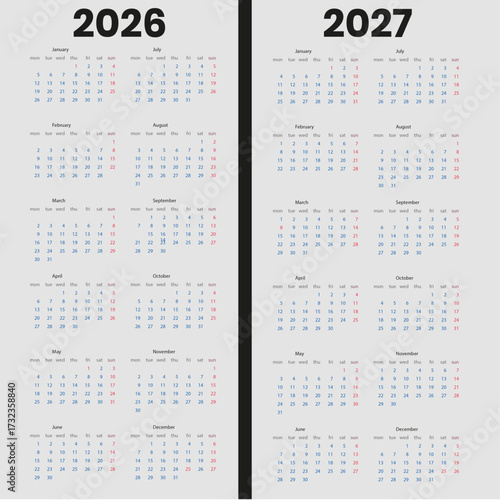 Celendar Design 2026 and 2027