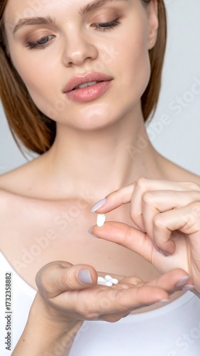 Wallpaper Mural Close-up of woman holding pills Torontodigital.ca