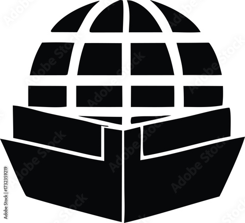 Global shipping container logo abstract symbol of worldwide logistics and maritime transport delivery service