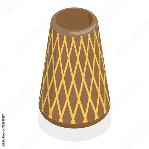 3D Isometric Flat Vector Illustration of Pottery, Elegant Ceramic Vases For Decoration. Item 5