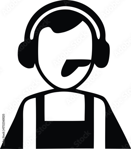 Professional headset icon representing customer service agent operator support person character