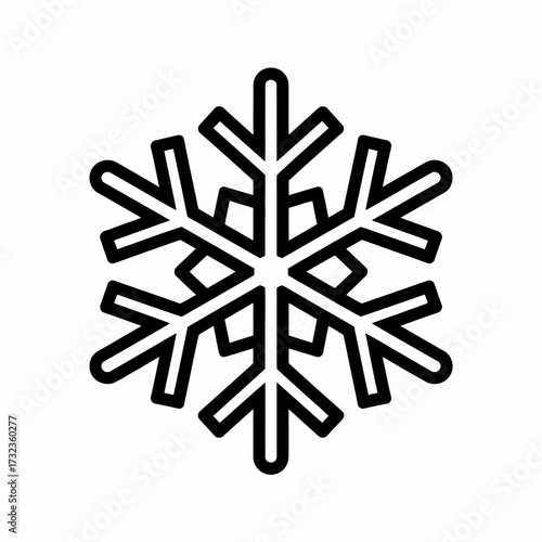 Black and white snowflake vector illustration scalable icon for winter and cold weather graphics silhouette white background