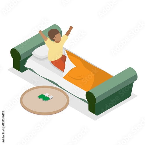 3D Isometric Flat Vector Illustration of Kids Daily Routine, Every Day Scenes. Item 5