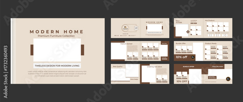 company furniture product catalogue template.  Creative architecture portfolio or furniture catalogue template