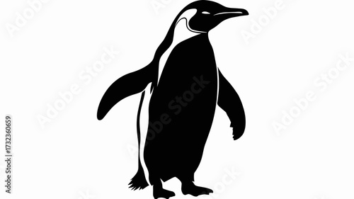 Bold black silhouette penguin vector illustration scalable graphic icon eps silhouette white background