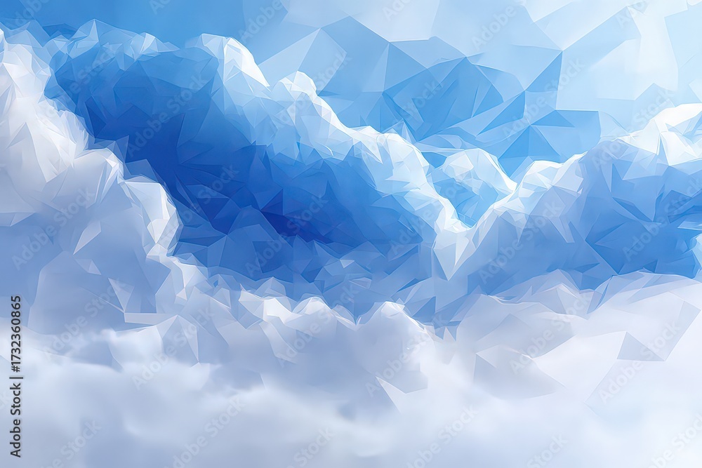 Obraz premium Abstract Polygonal Blue And White Cloudscape