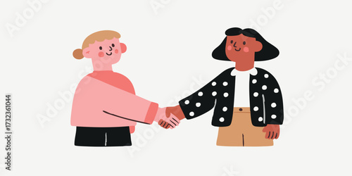 Two figures shake hands in a vibrant display of agreement, emphasizing unity. Showcasing a professional rapport and teamwork.