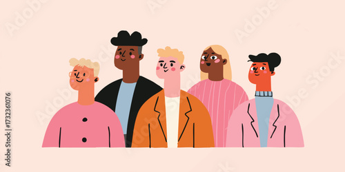 A diverse group of individuals stands together, a visual representation of community and unity, conveying the essence of togetherness and collective strength.