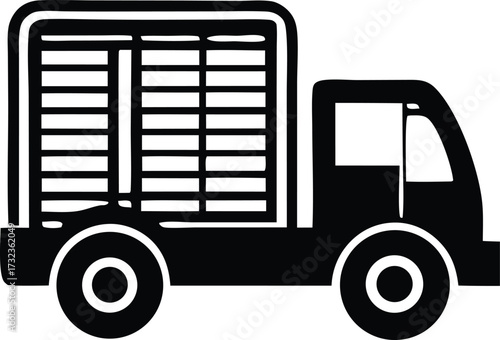 Silhouette of a cargo truck transportation logistics delivery vehicle outline symbol graphic design element isolated