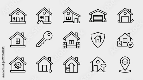 Hand-drawn house icons set vector scalable eps illustration for real estate and property concepts silhouette white background