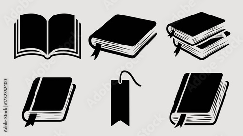 Collection of book silhouettes vector icons for digital and print media scalable silhouette white background