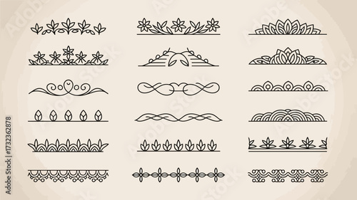 Elegant ornate borders decorative flourishes vector set scalable illustration silhouette white background