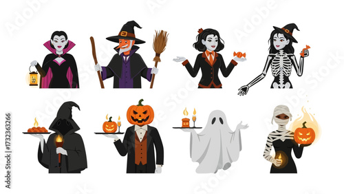 Halloween Characters: A vibrant collection of diverse Halloween characters, perfect for bringing a touch of spooky fun to any project. From classic monsters to eerie figures.