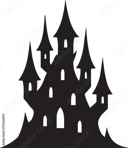 Gothic Castle Silhouette with Pointed Towers