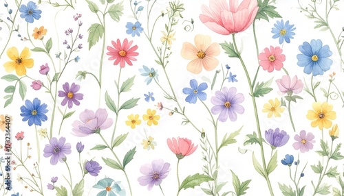 Watercolor flower painting on white backdrop. Good for card or textile designs