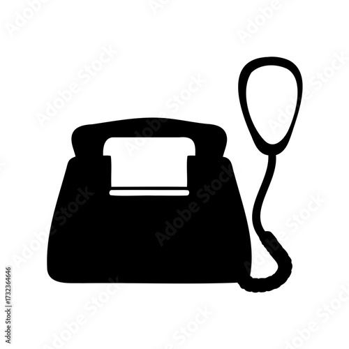 Black silhouette of an antique telephone showcasing classic design and functionality