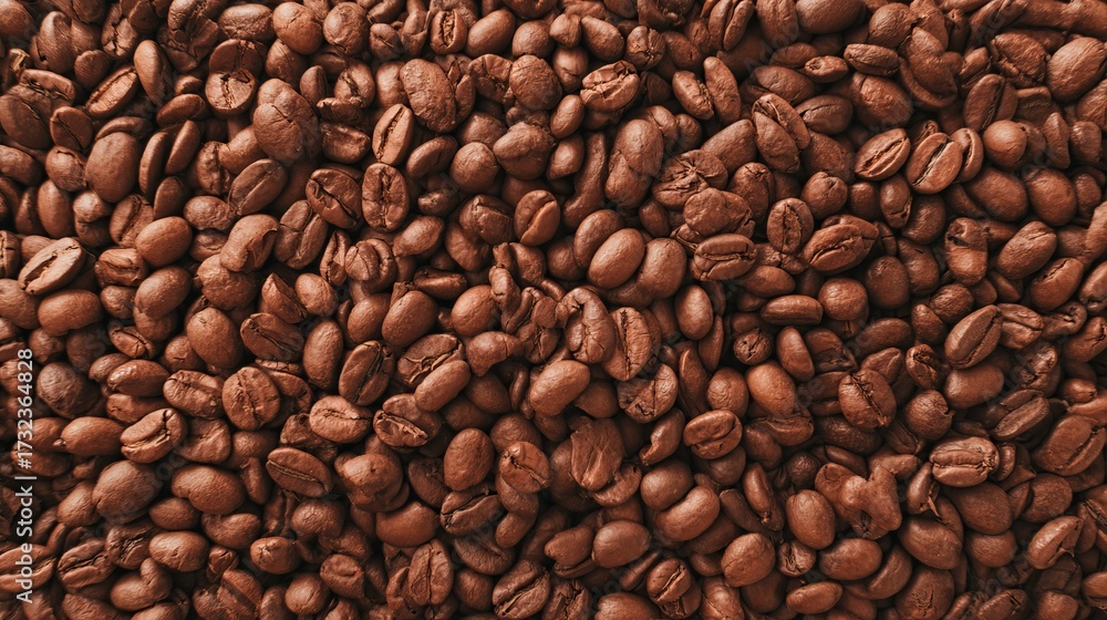 Fototapeta premium Aesthetic Flat Lay of Coffee Beans in Girly Beige and Brown Tones