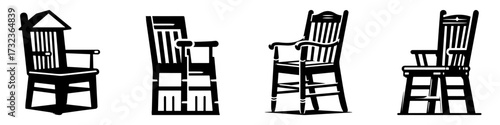 Modern Minimalist Chair Icon, Flat Silhouette of a Simple Furniture Vector for Home Illustration Design