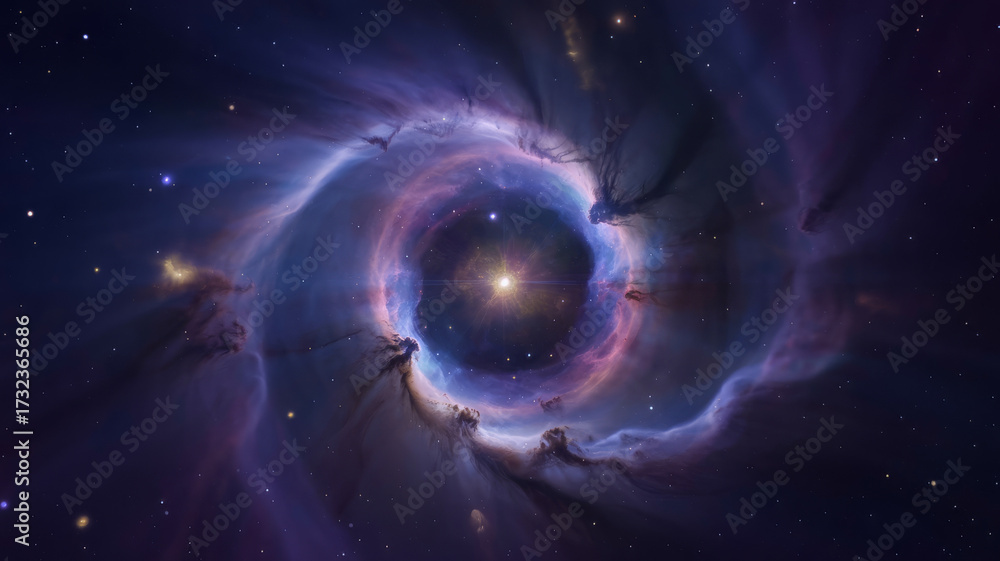 Naklejka premium A stunning cosmic whirlpool of stardust and light, a breathtaking glimpse into the infinite wonders of the universe
